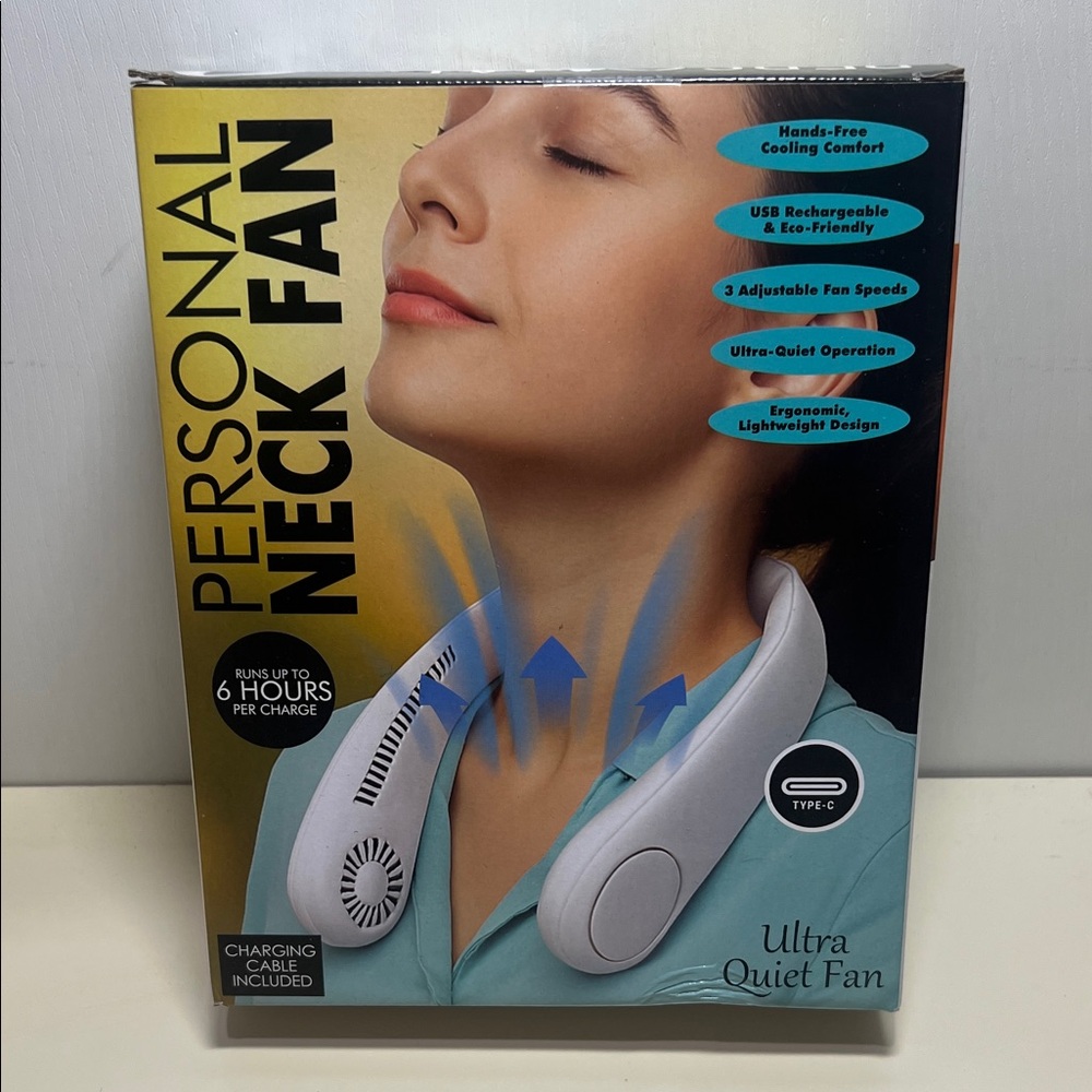 Ultra Quiet White Personal Neck Fan